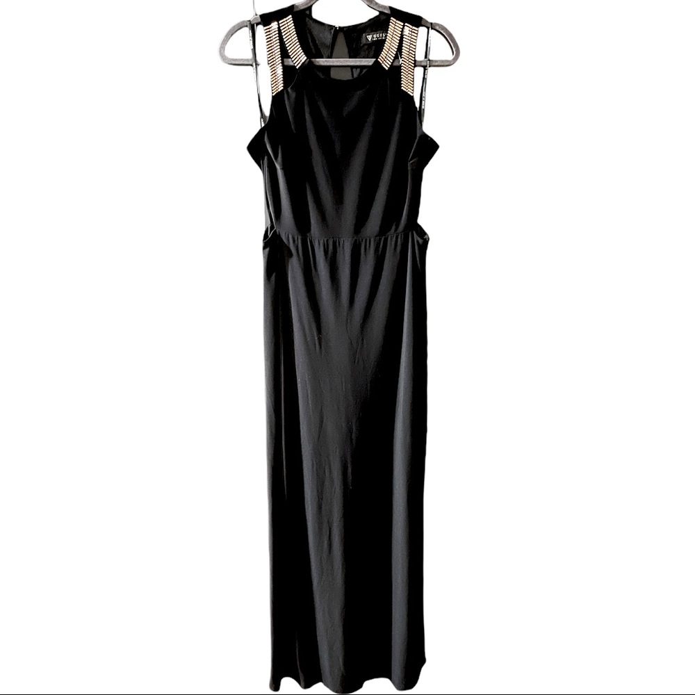 Black gold cutout dress gown